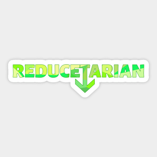 Reducetarian with an arrow made up of green shade chunks Sticker